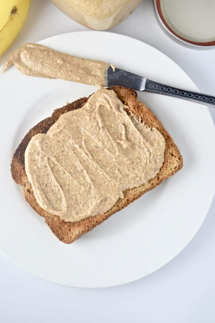 Homemade almond butter on toast.