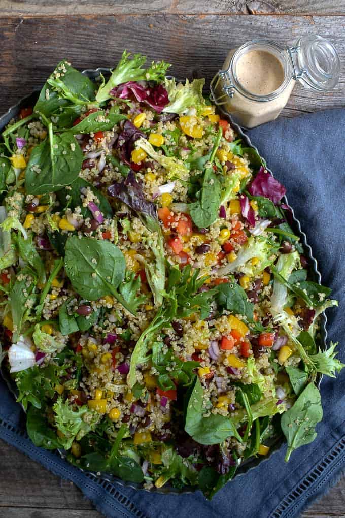 Quinoa Black Bean Summer Salad on tray