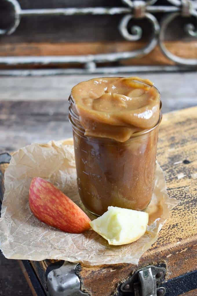 Easy Vegan Date Caramel and apple with bite.