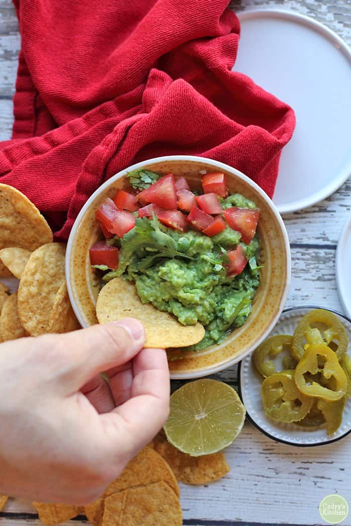 Vegan super bowl party foods quick and easy guacamole.