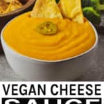 vegan cheese sauce pinterest banner.