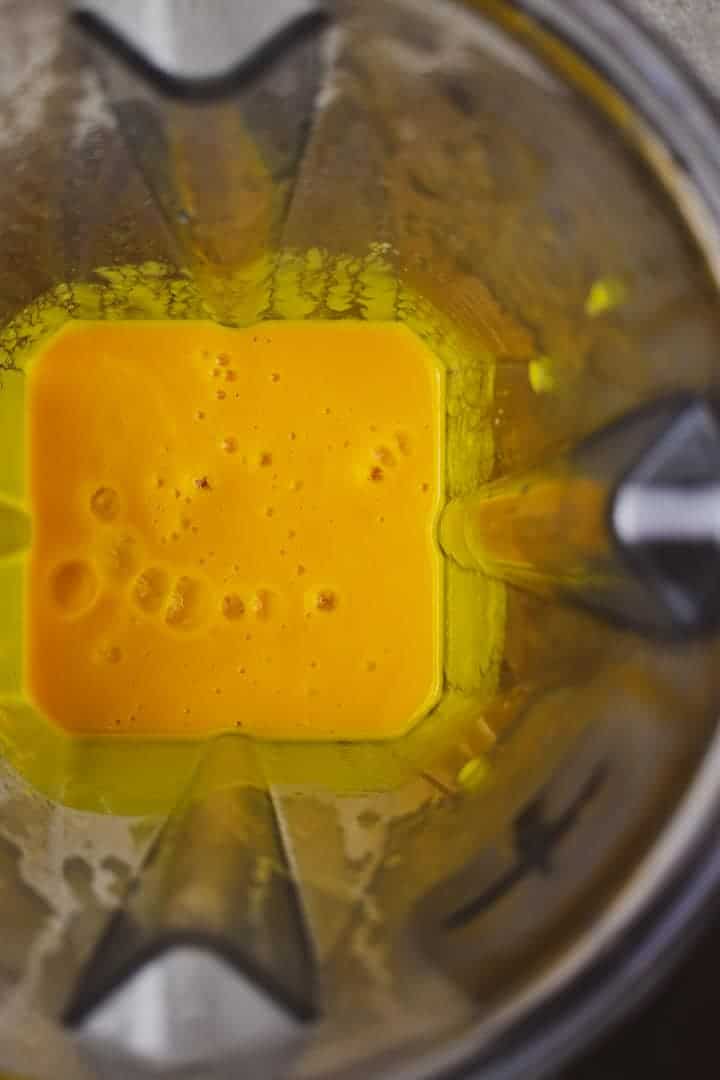 Cheese sauce in blender.