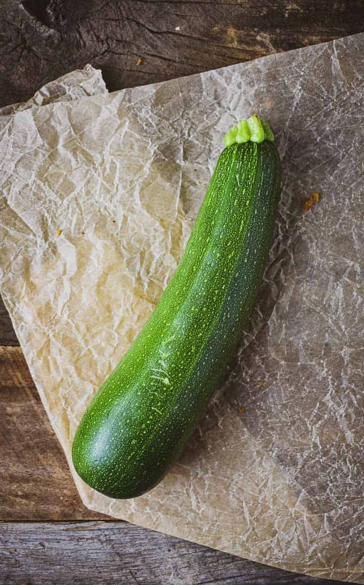 Zucchini on brown parchment paper