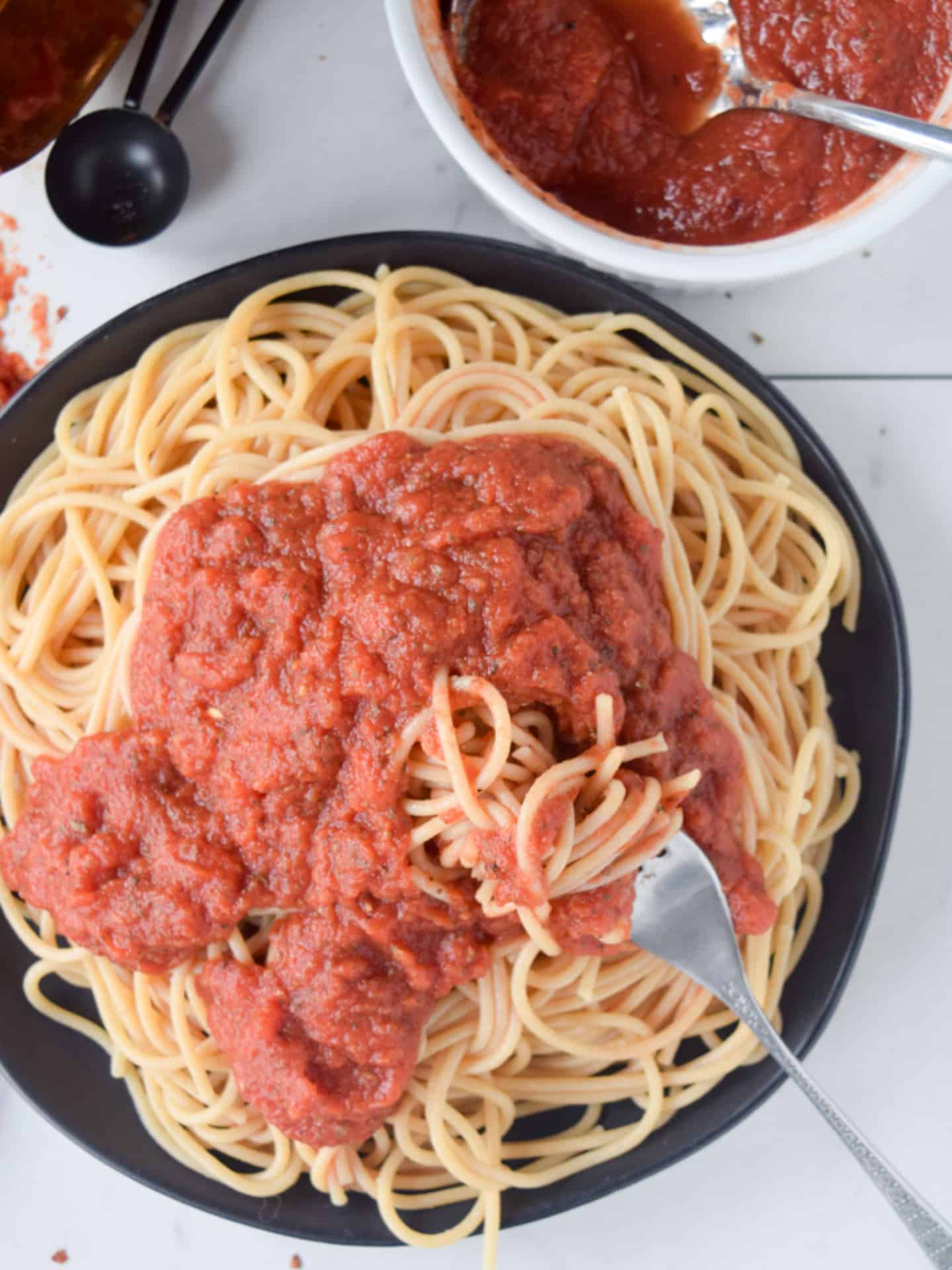 vegan marinara over pasta