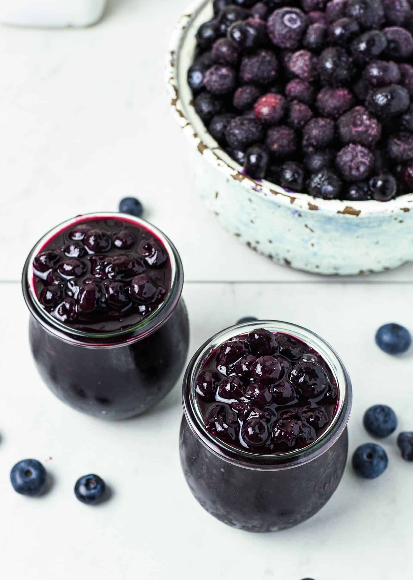 Enjoy this healthy Blueberry Compote on top of pancakes, waffles, fruit, or your favorite frozen dessert. It's so easy! All you need are 4 ingredients and less than 20 minutes to make this amazing blueberry sauce recipe.