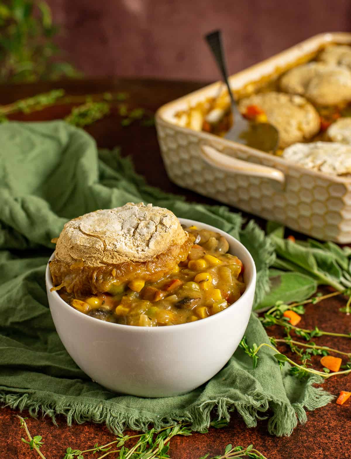 vegetable pot pie with biscuit topping