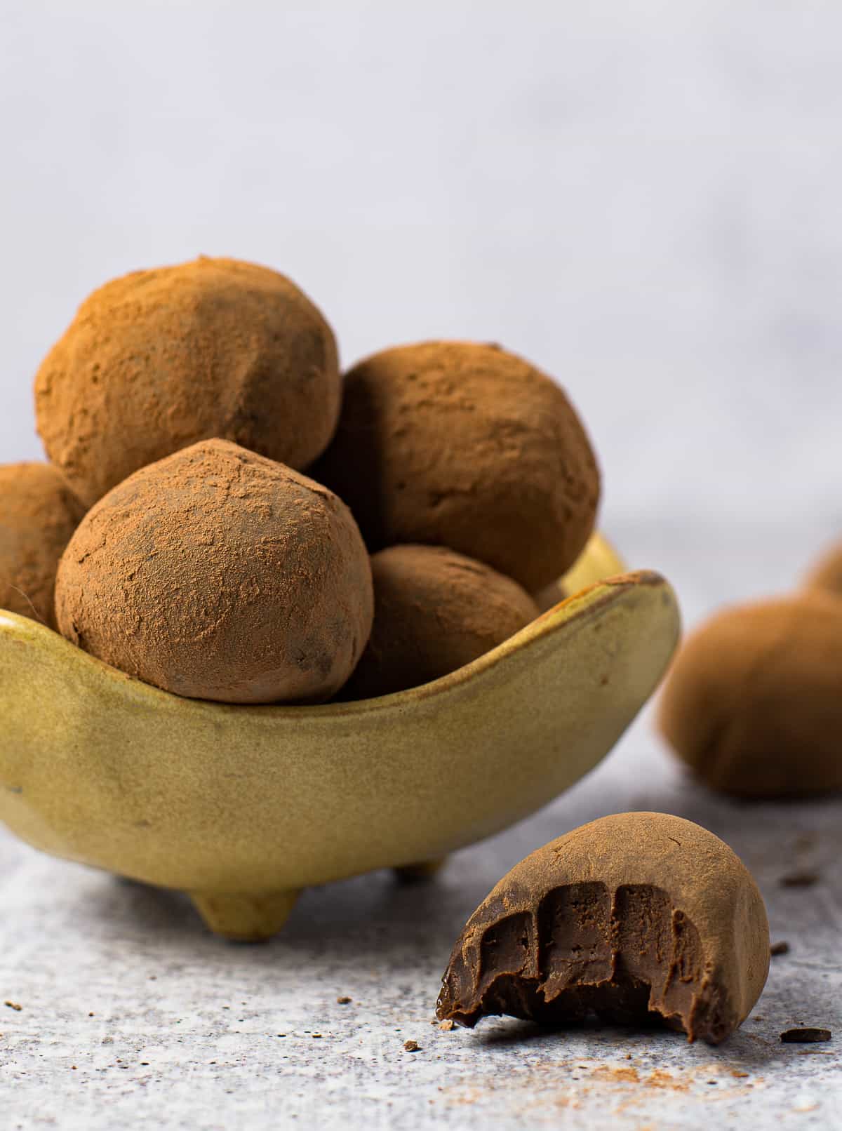 chocolate truffles in dish