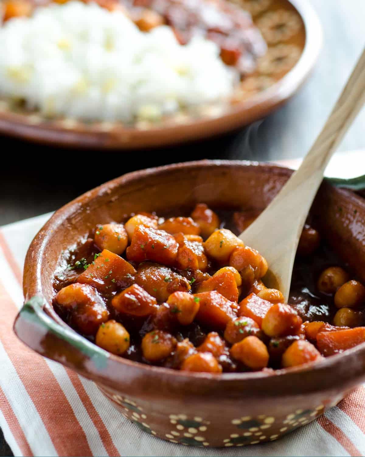sweet potato and chickpea stew in chili colorado