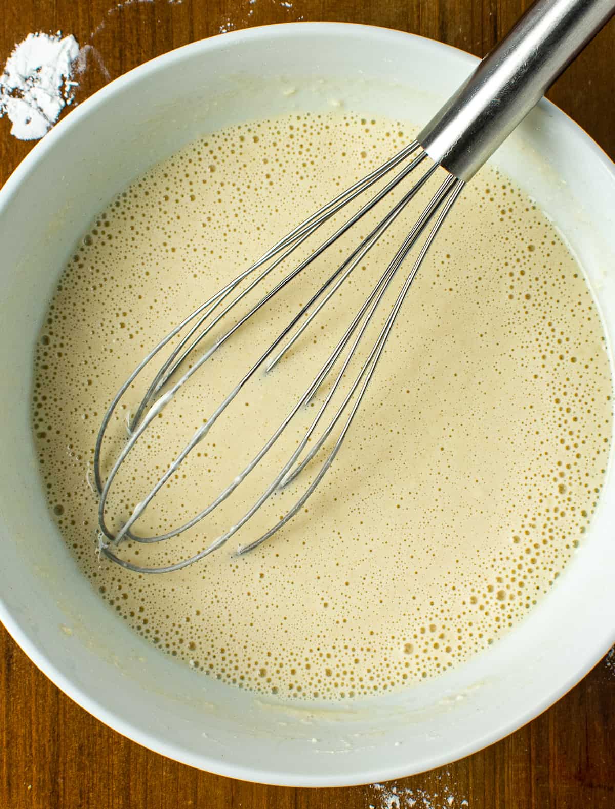 Vegan pancake ingredients in a bowl