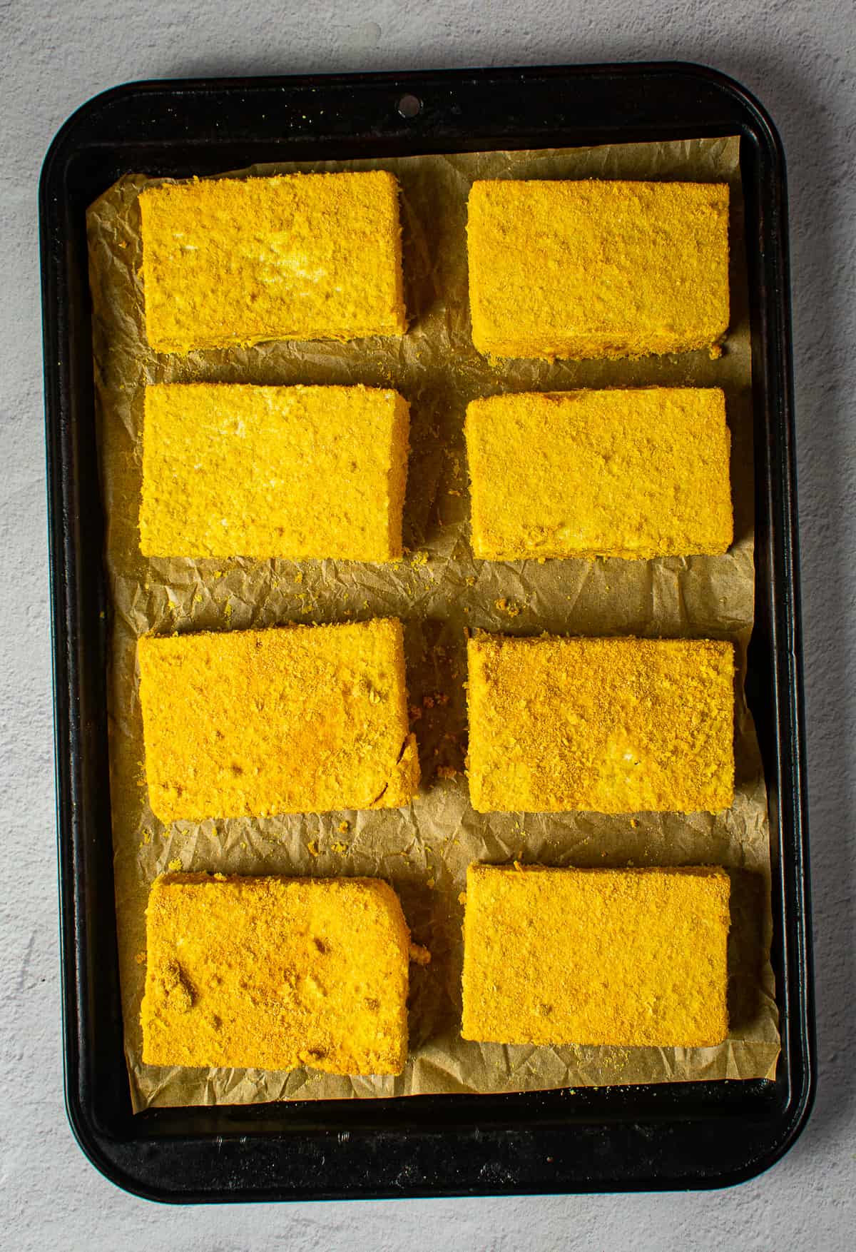 tofu patties on baking sheet