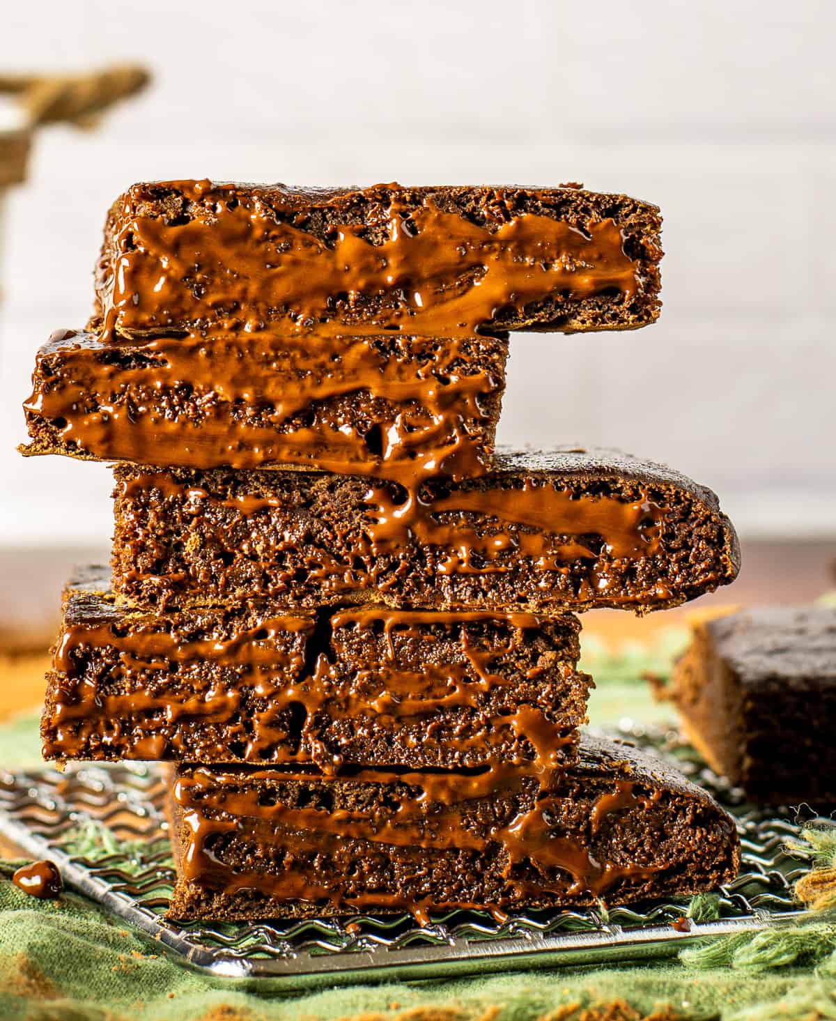 healthy vegan brownies stacked