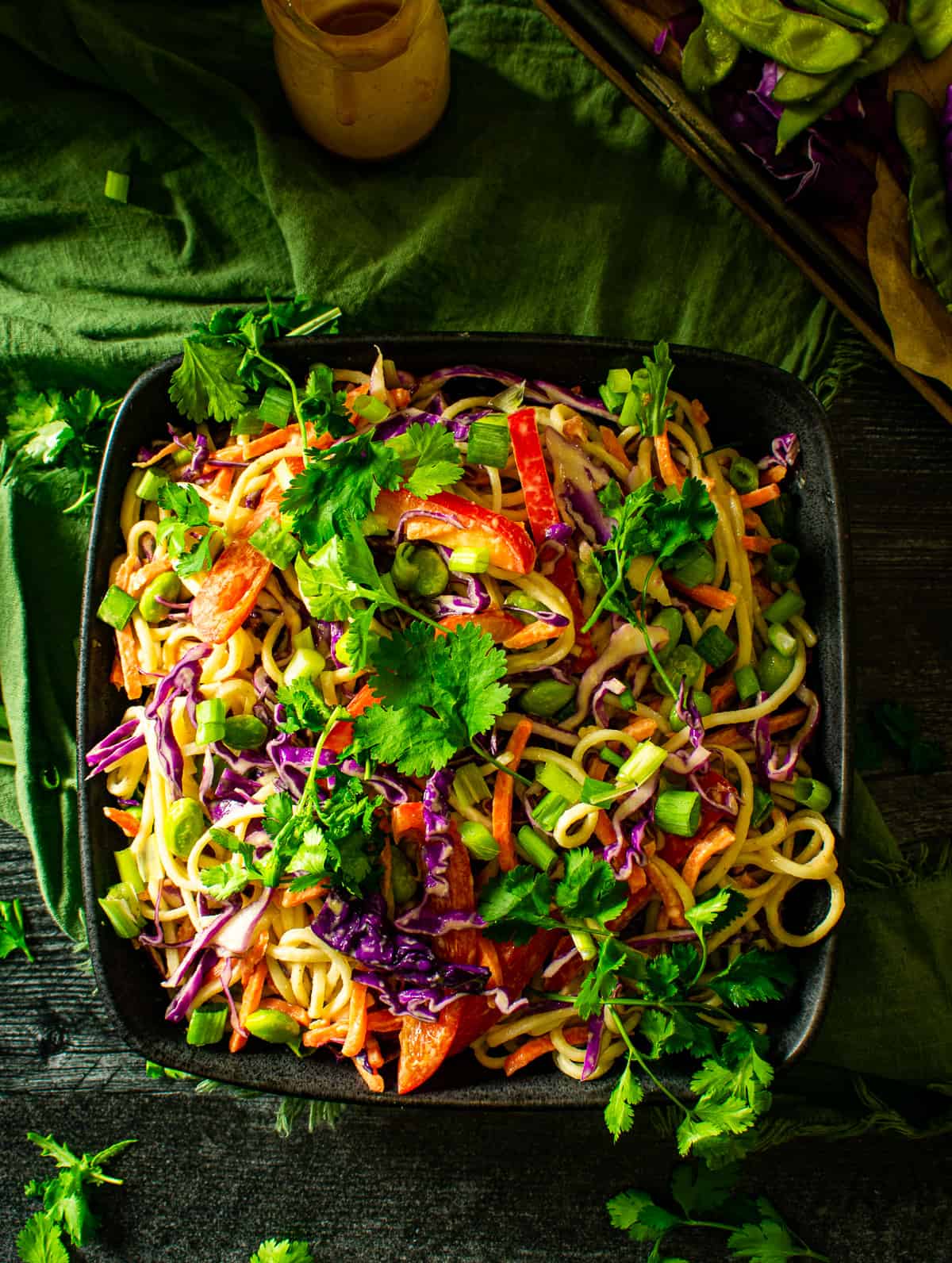 vegan thai noodle salad in bowl