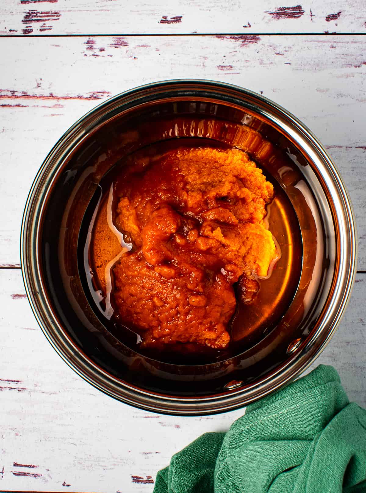 pumpkin and maple syrup in sauce pan