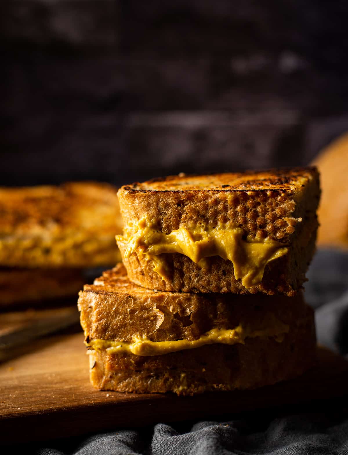 vegan grilled cheese stacked
