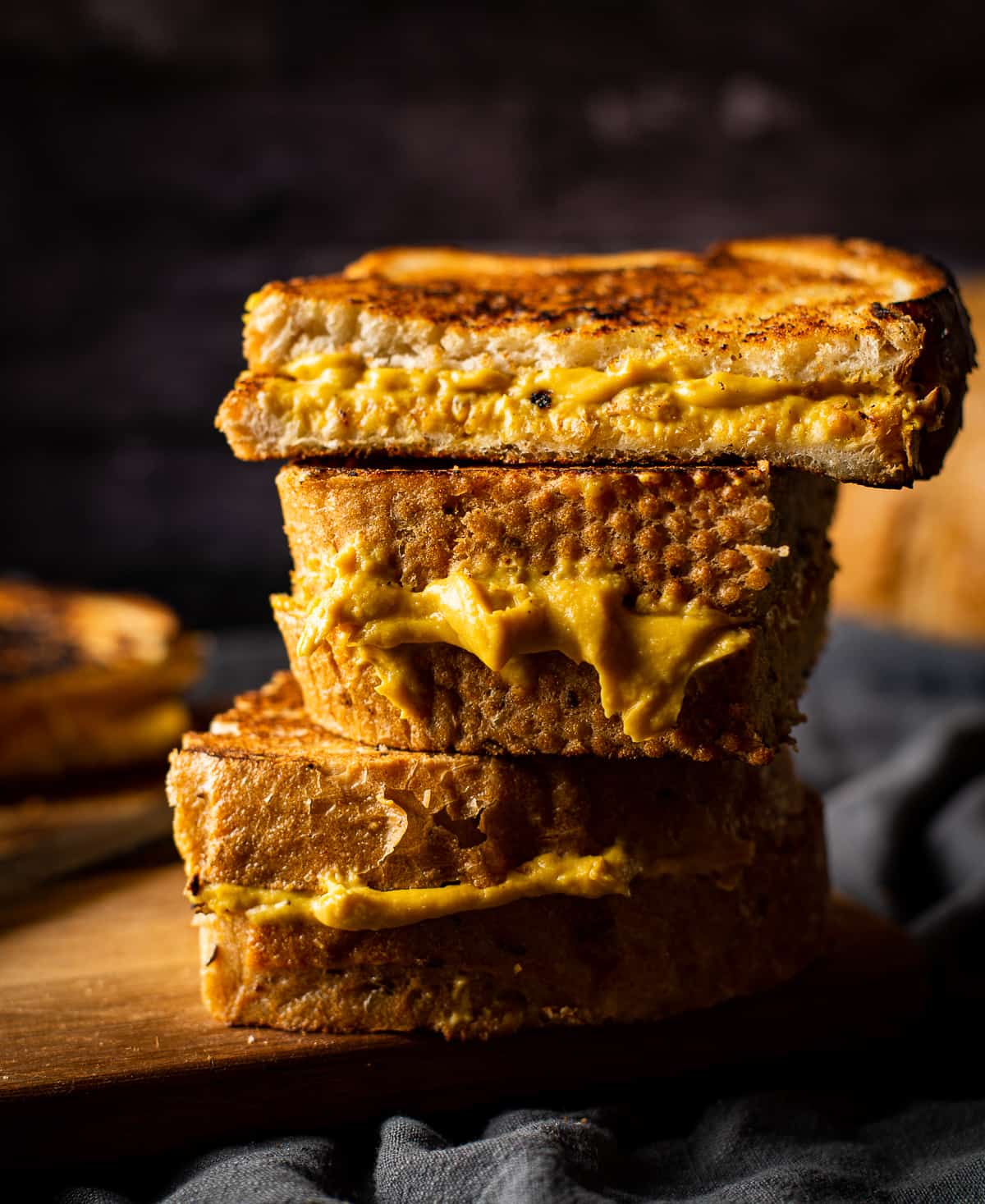 vegan grilled cheese stacked