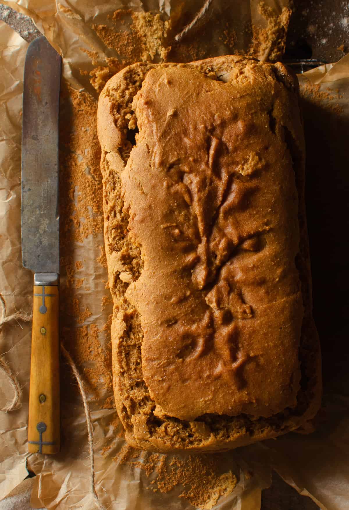 peanut butter bread and knife
