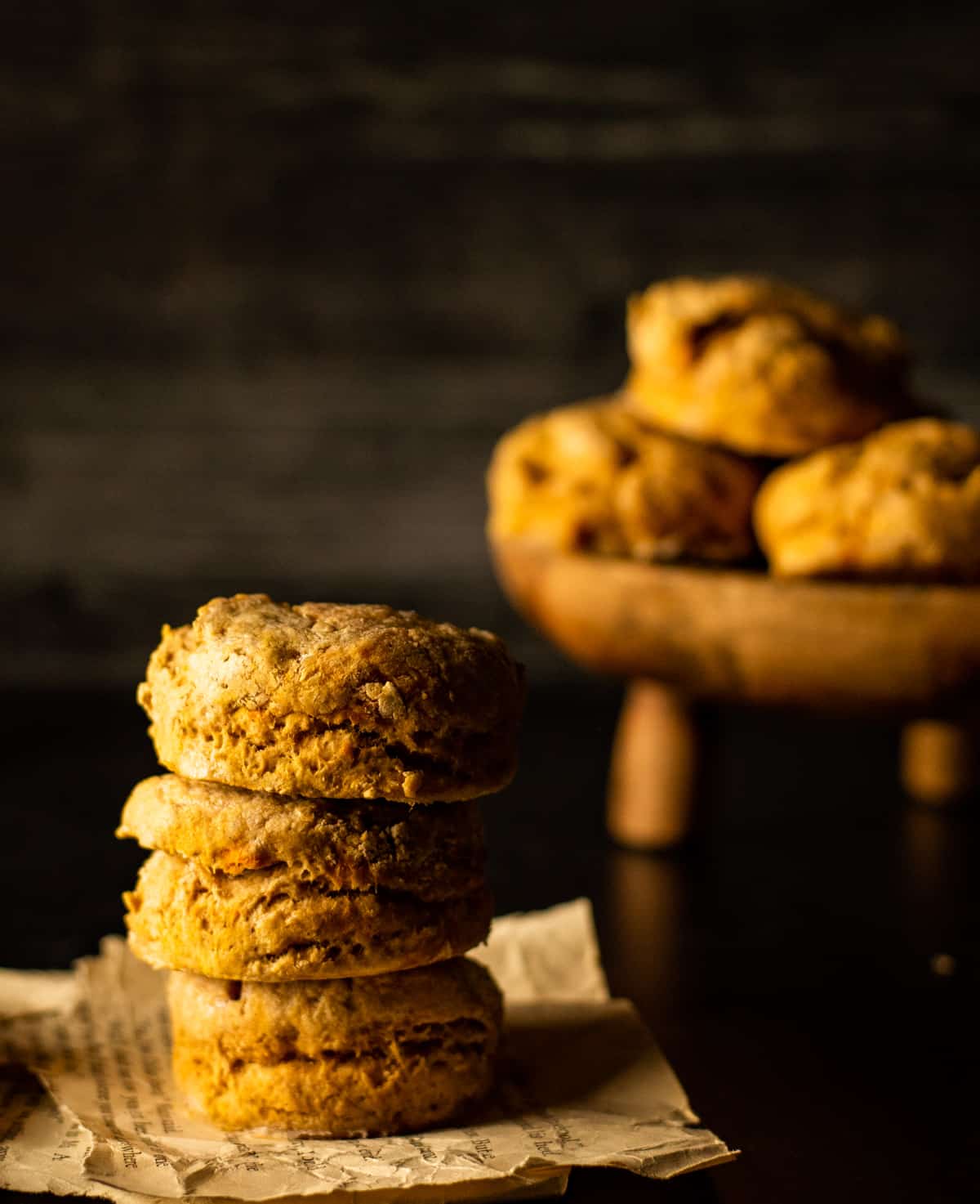 vegan sweet potato biscuits stacked