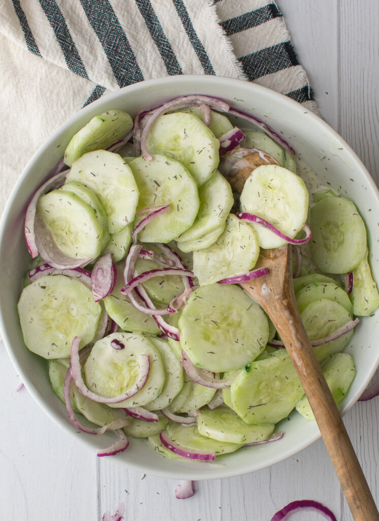 Creamy Cucumber Salad with Mayo (Vegan) - Shane & Simple