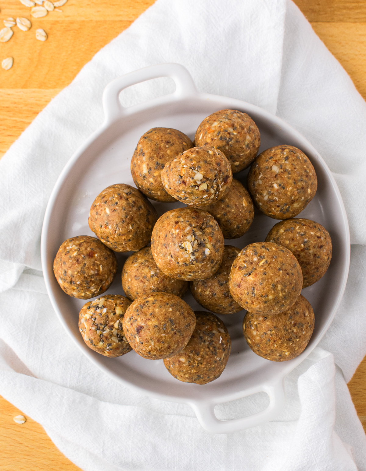 date protein balls on plate