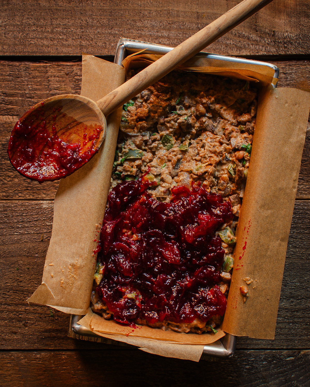 Mushroom-Lentil loaf mixture in pan.