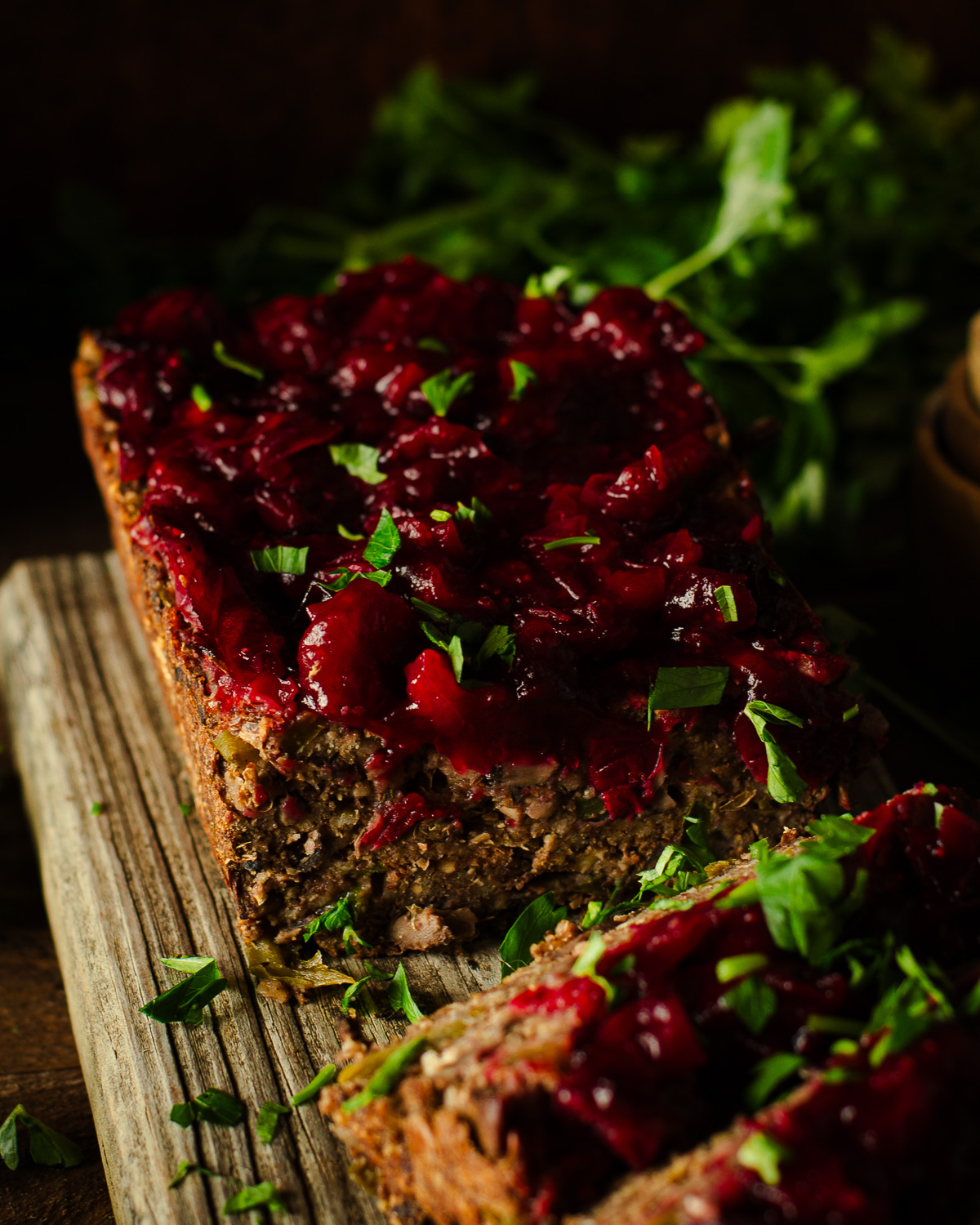Mushroom-Lentil Loaf with Cranberry Glaze